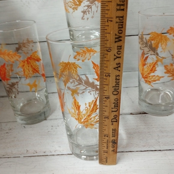 Vintage Libbey Fall Leaf Drinking Glasses Set of 4 – Autumn Leaves Tumblers - Picture 7 of 8